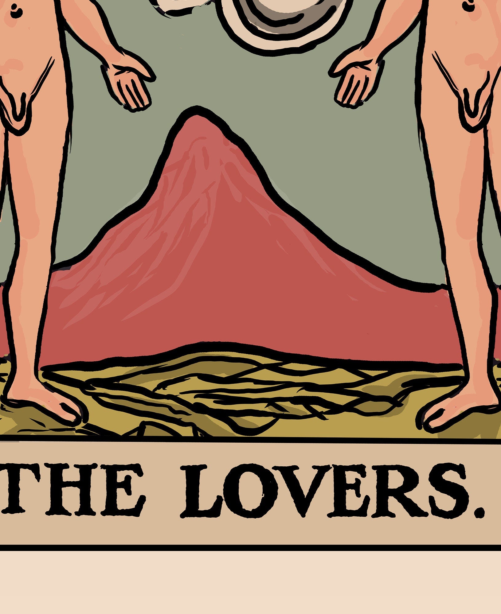 The Lovers - Tarot Card Print - Two Men Lovers Card Poster, No Frame