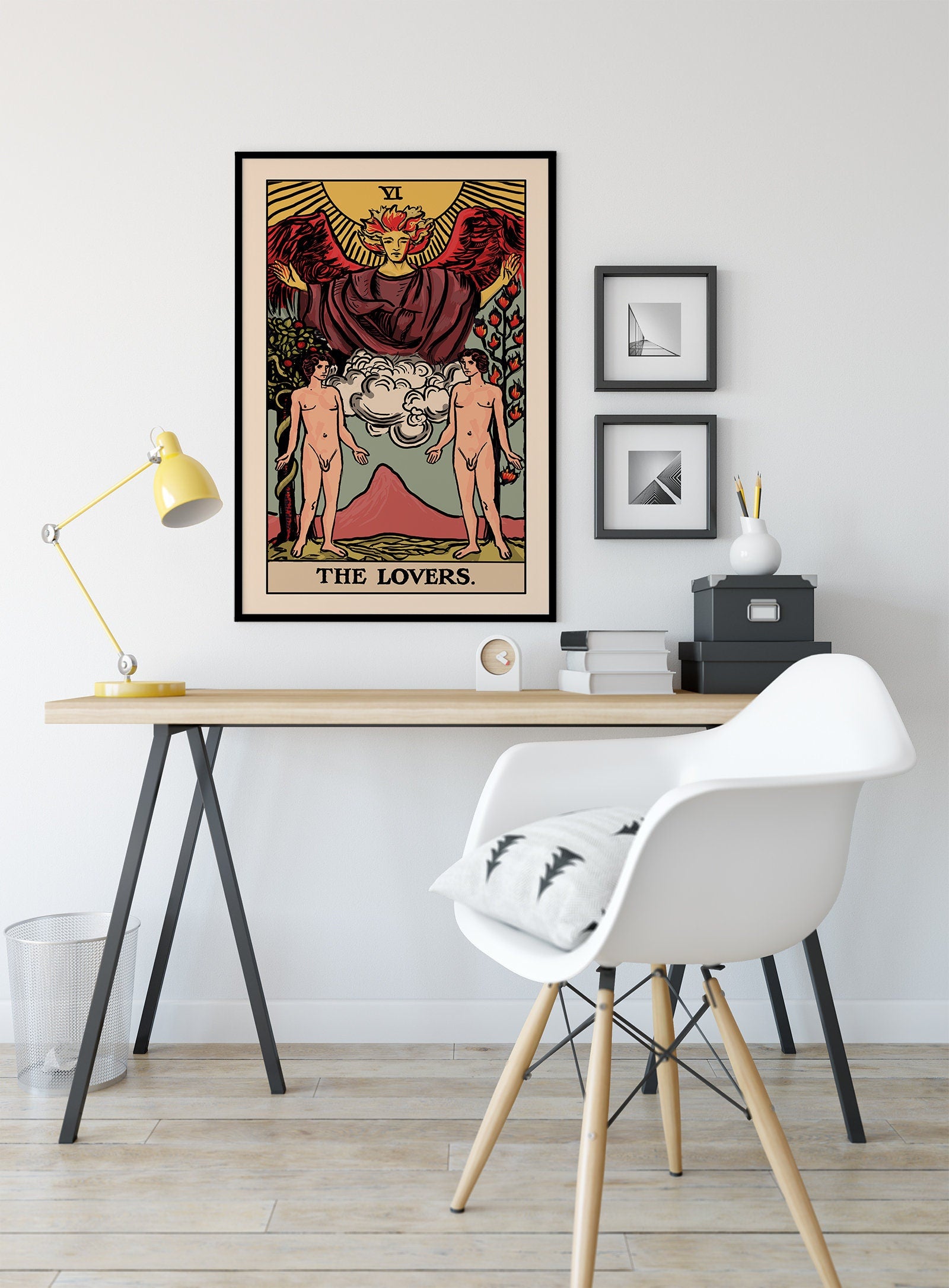 The Lovers - Tarot Card Print - Two Men Lovers Card Poster, No Frame
