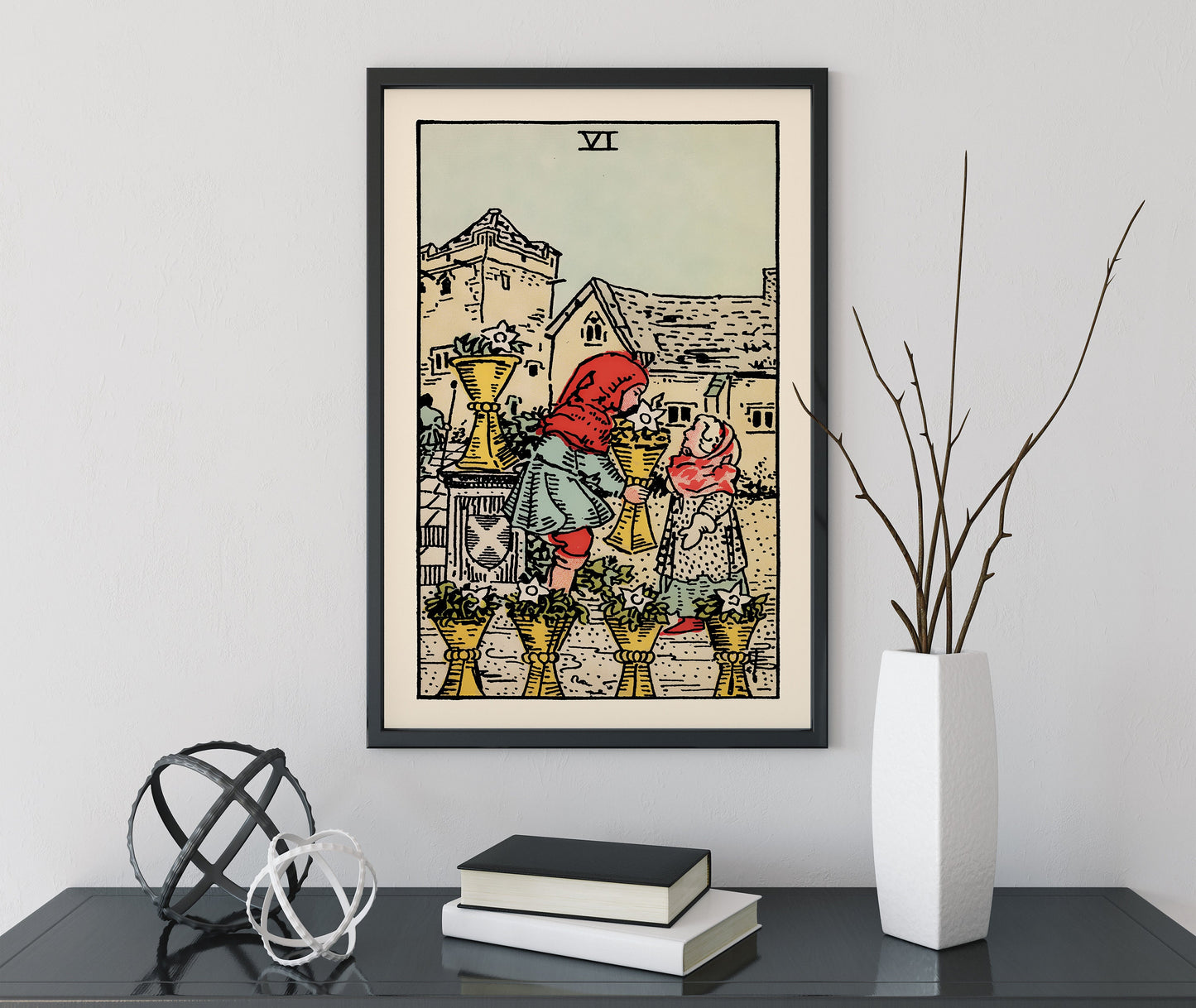Six Of Cups- Tarot Card Print - The 6 Of Cups Card Poster, No Frame