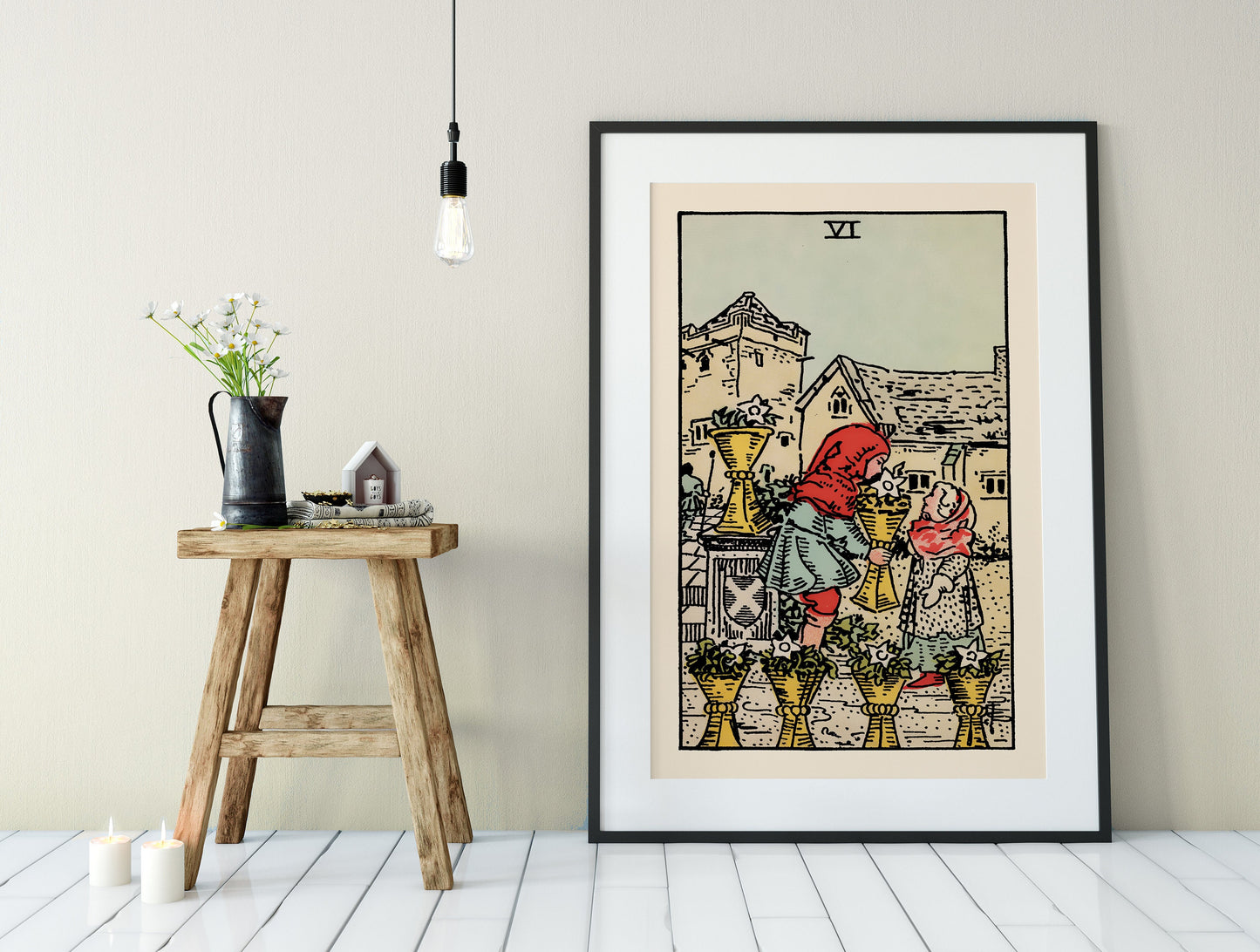 Six Of Cups- Tarot Card Print - The 6 Of Cups Card Poster, No Frame