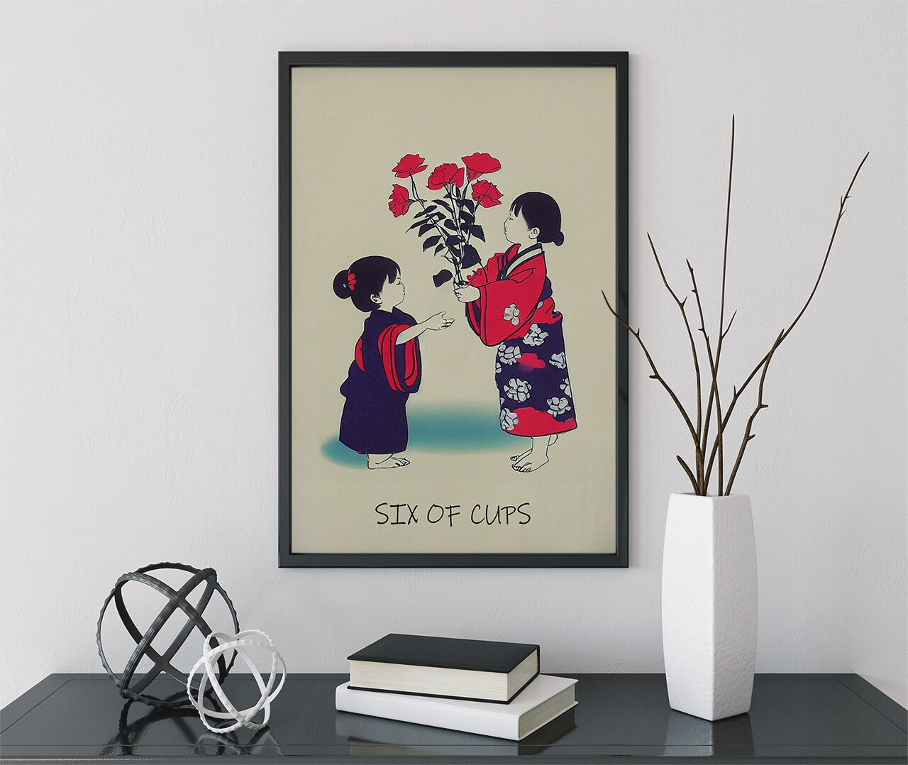 Six Of Cups- Tarot Card Print From the Green Menagerie Deck - The 6 Of Cups Card Poster, No Frame