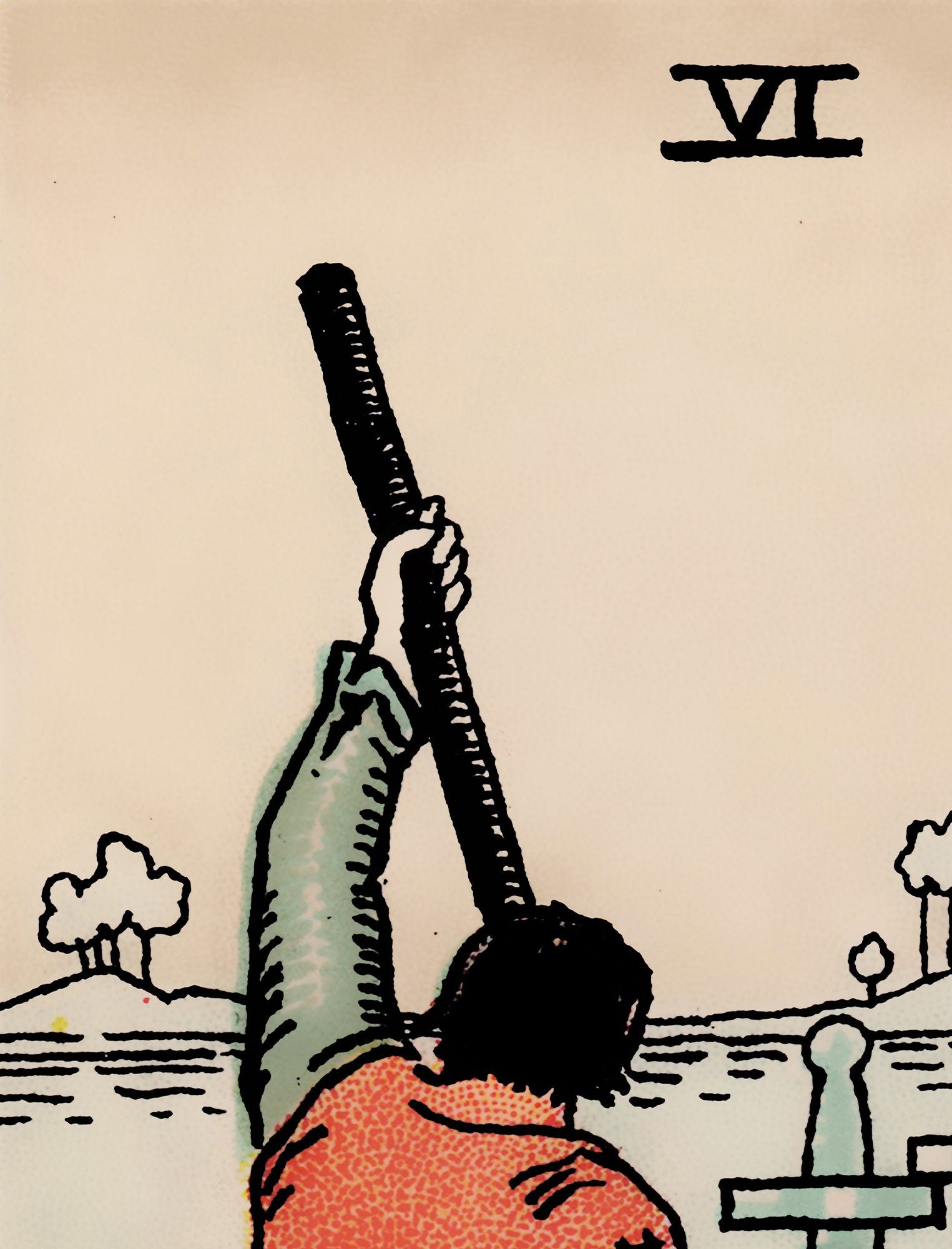 Six Of Swords- Tarot Card Print - The 6 Of Swords Card Poster, No Frame