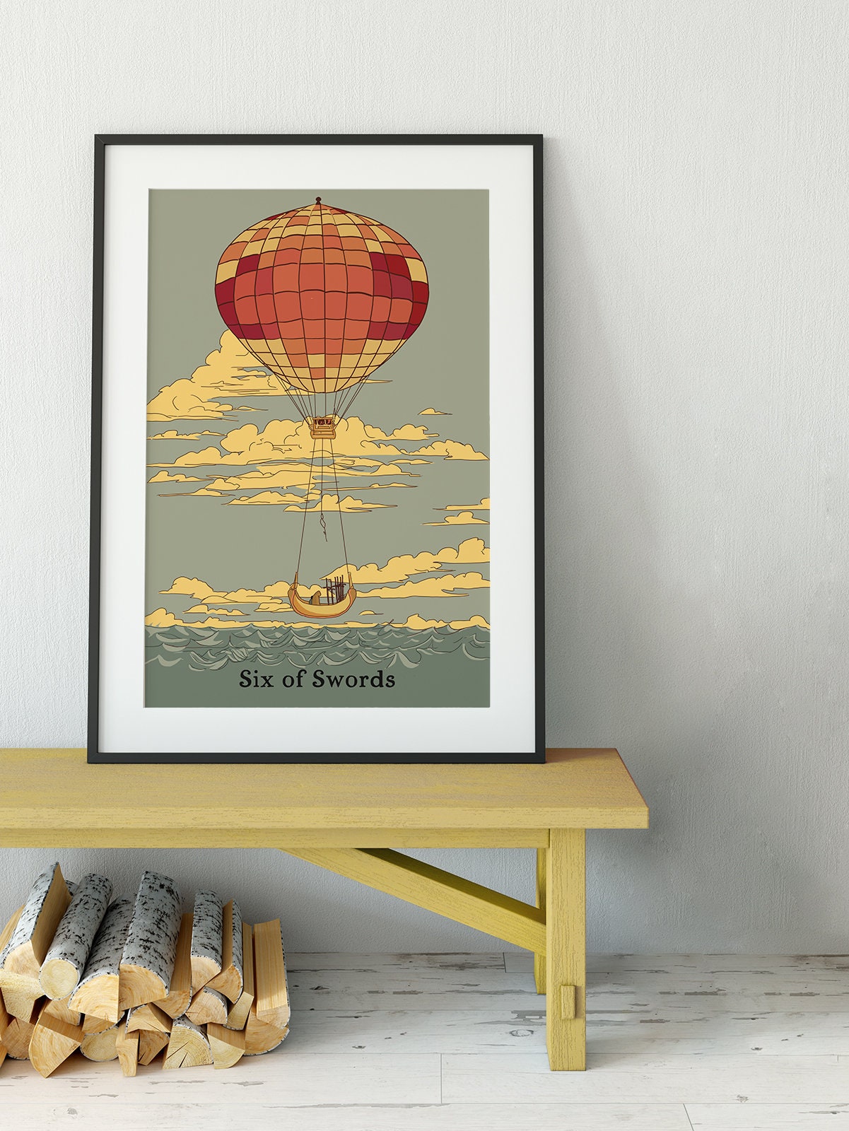 Six Of Swords- Tarot Card Print - The 6 Of Swords "Floating on to the Other Side" Card Poster, No Frame