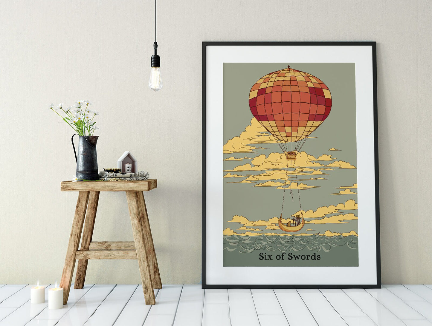 Six Of Swords- Tarot Card Print - The 6 Of Swords "Floating on to the Other Side" Card Poster, No Frame