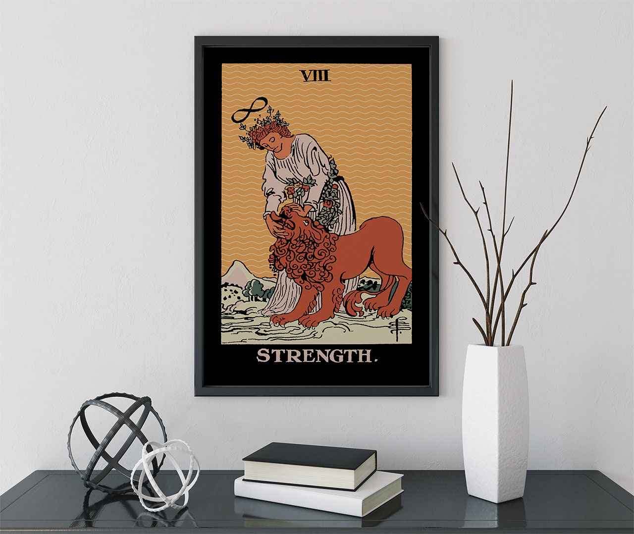 Strength - Tarot Card Print - The Strength Card Darker Colorway Poster, No Frame