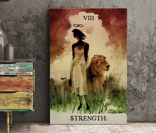 Strength- Tarot Card Print from the Green Menagerie Tarot - The Strength Card Ink Wash Poster, No Frame