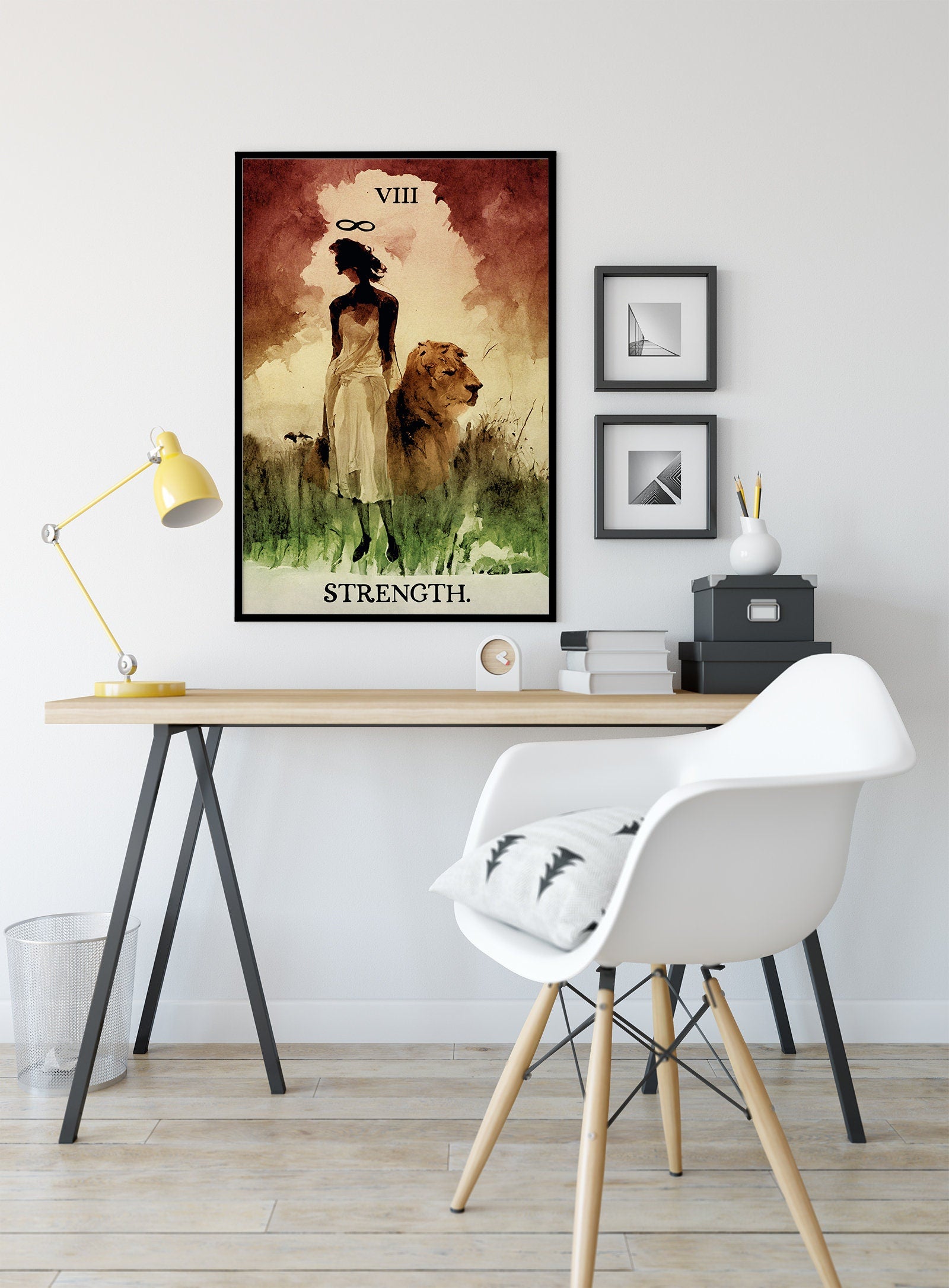 Strength- Tarot Card Print from the Green Menagerie Tarot - The Strength Card Ink Wash Poster, No Frame