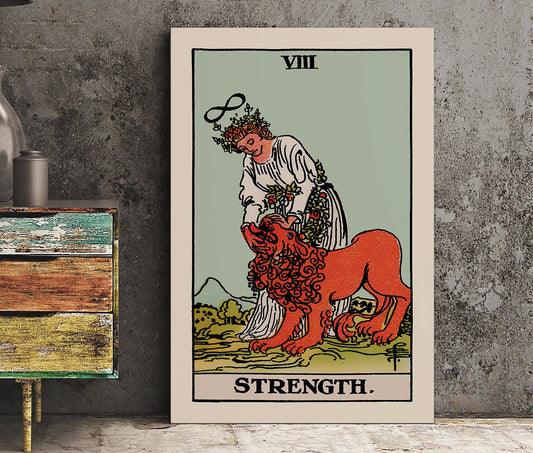 Strength - Tarot Card Print - The Strength Blue Sky Card Poster, No Frame