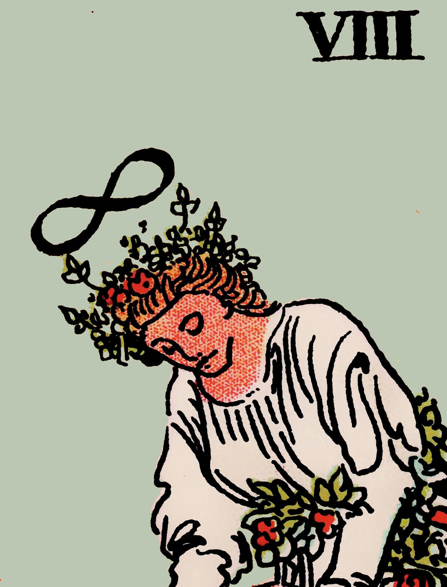 Strength - Tarot Card Print - The Strength Blue Sky Card Poster, No Frame