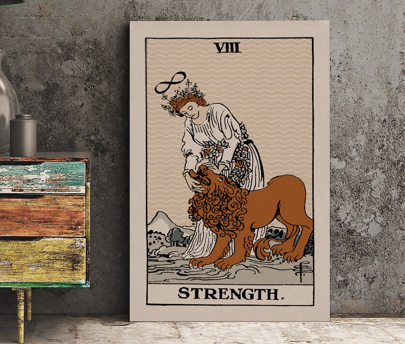 Strength - Tarot Card Print - The Strength Card Neutral Vibe Poster Eclectic Tarot, No Frame