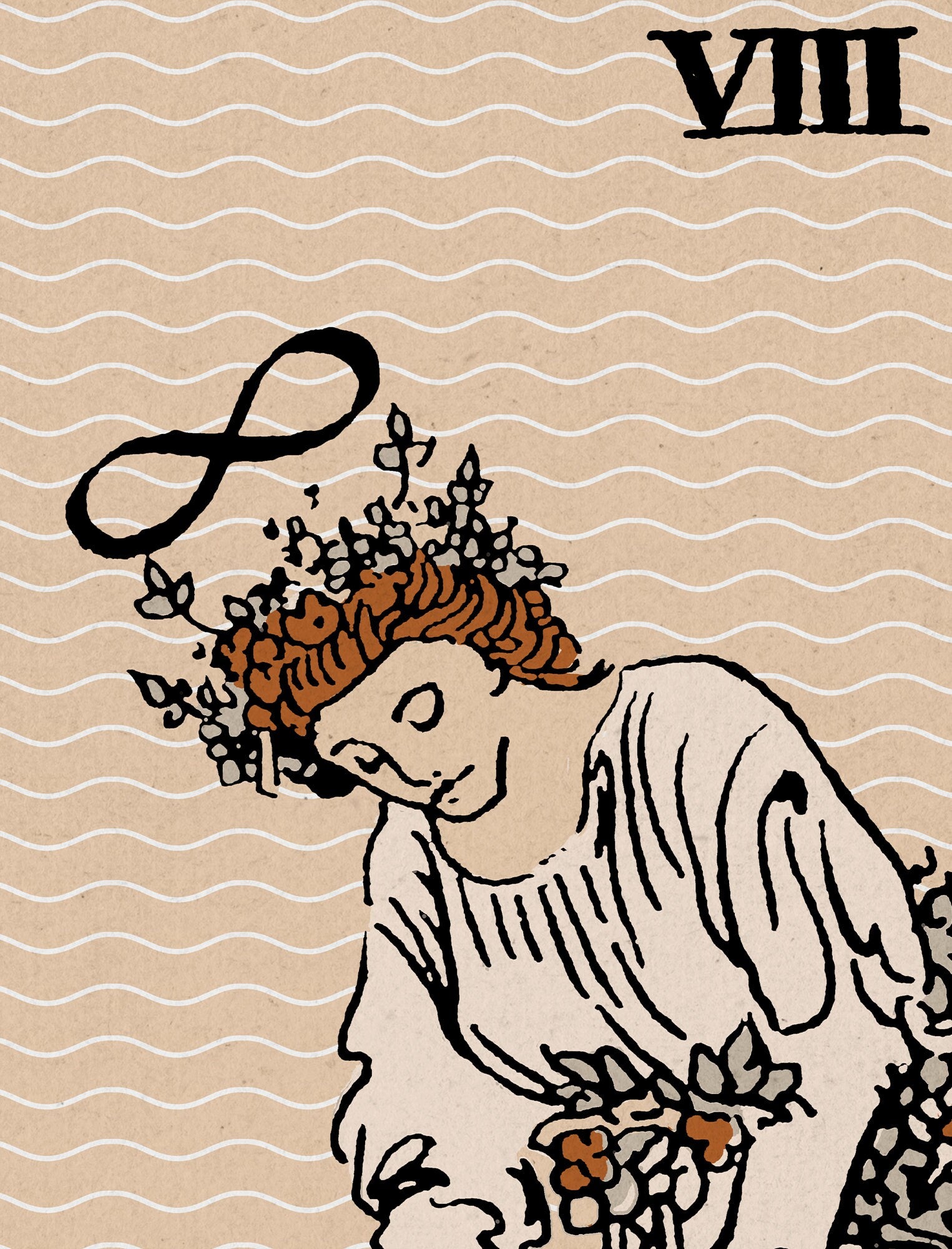 Strength - Tarot Card Print - The Strength Card Neutral Vibe Poster Eclectic Tarot, No Frame