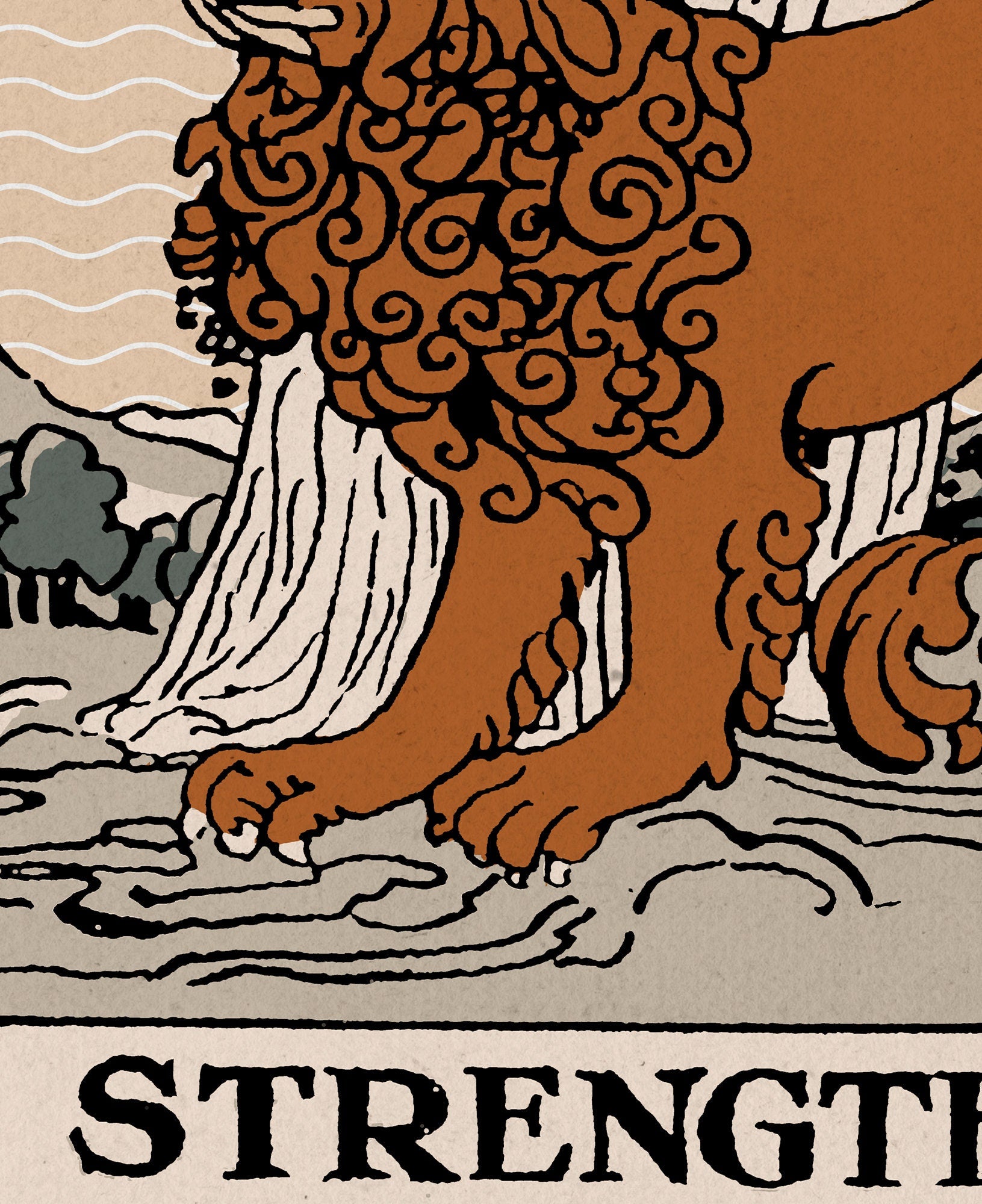 Strength - Tarot Card Print - The Strength Card Neutral Vibe Poster Eclectic Tarot, No Frame