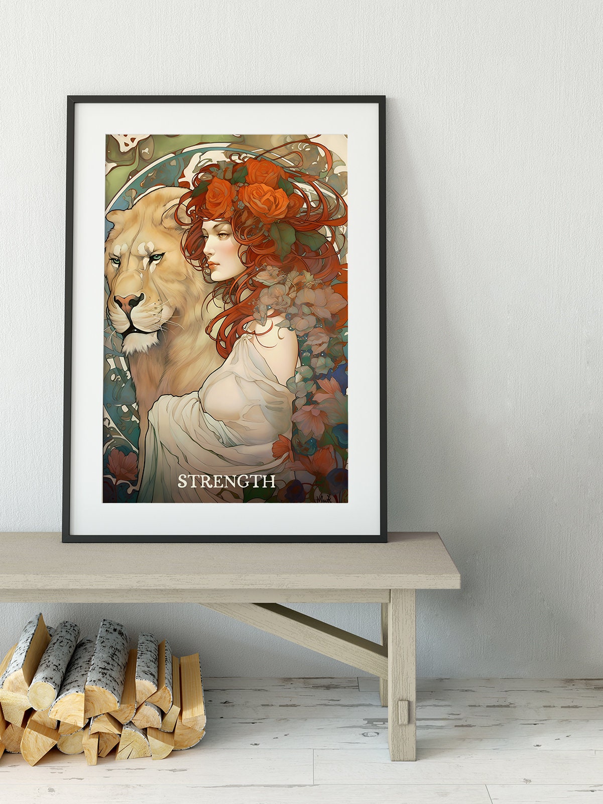 Strength - Tarot Card Print - The Strength Card Poster, No Frame