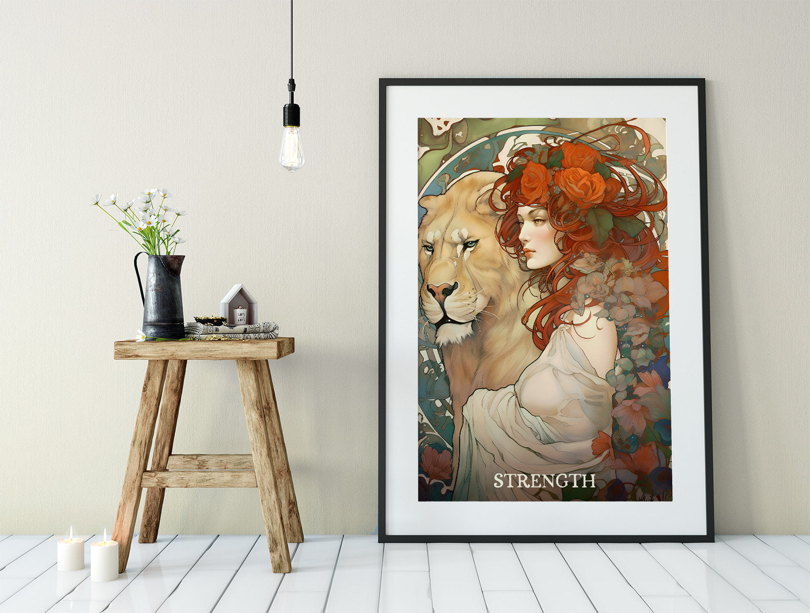 Strength - Tarot Card Print - The Strength Card Poster, No Frame