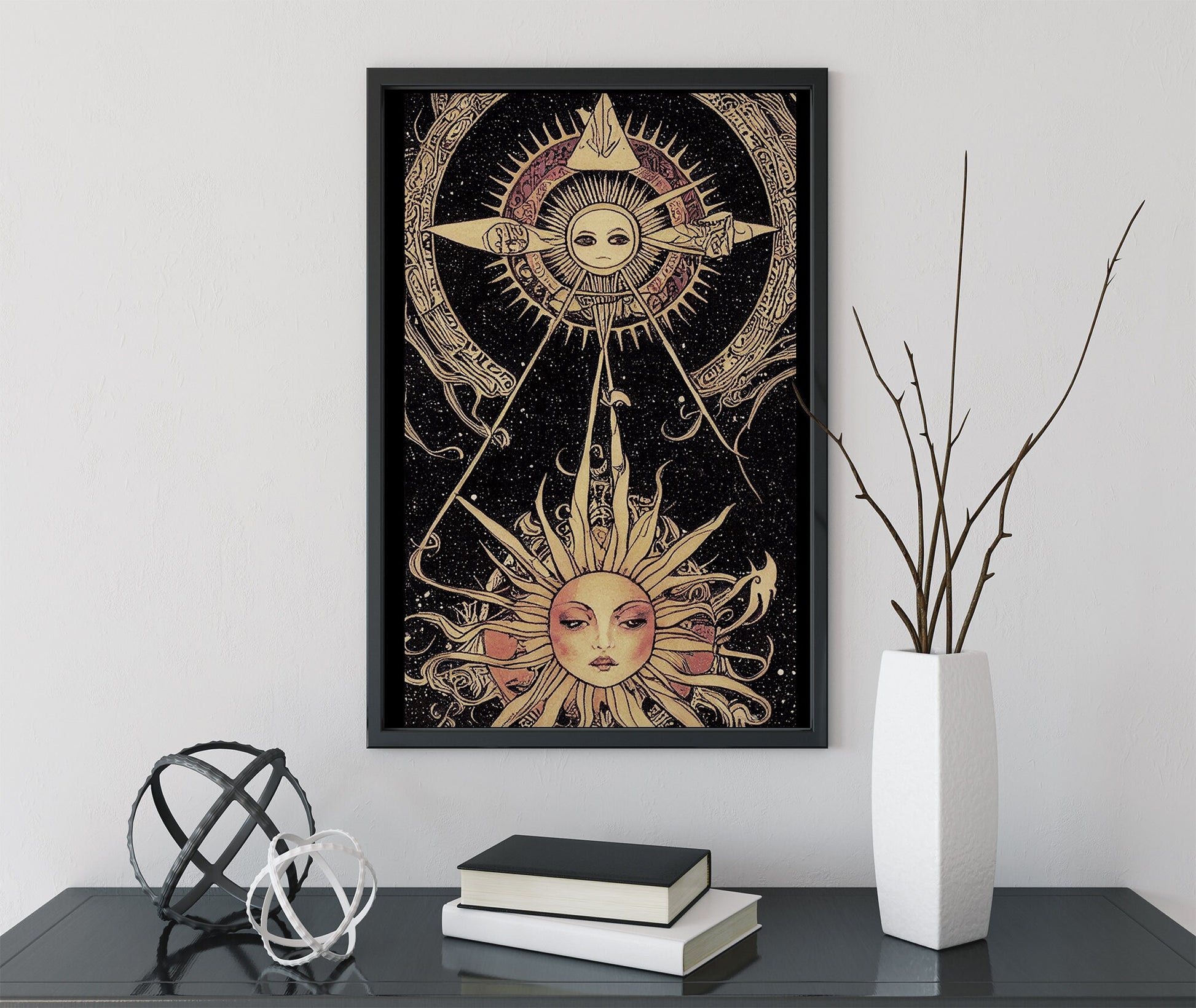 Sun Print - Art Nouveau Print Bohemian Print Large Artwork Mucha - Black and Gold