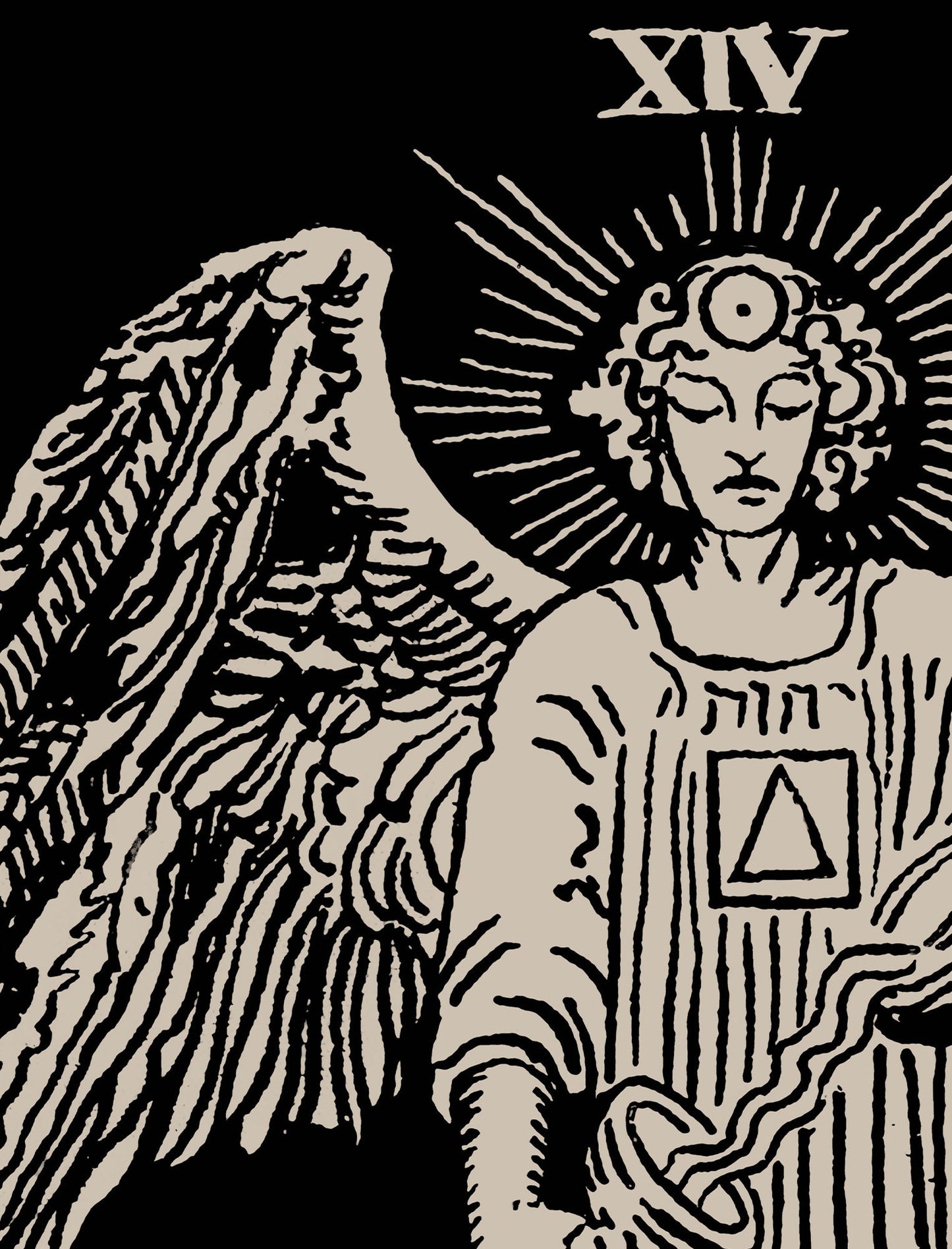 Temperance - Black Tarot Card Print - The Temperance Black Card Poster, No Frame