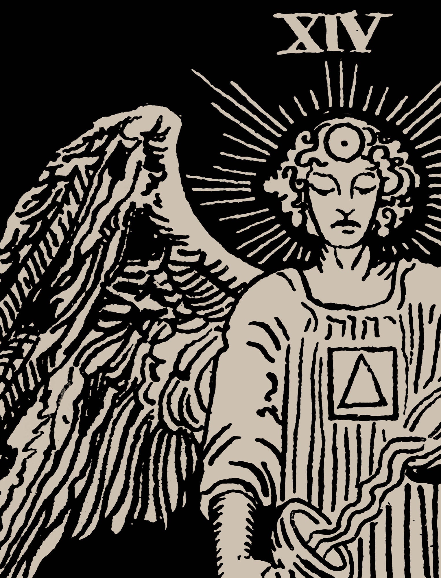 Temperance - Black Tarot Card Print - The Temperance Black Card Poster, No Frame