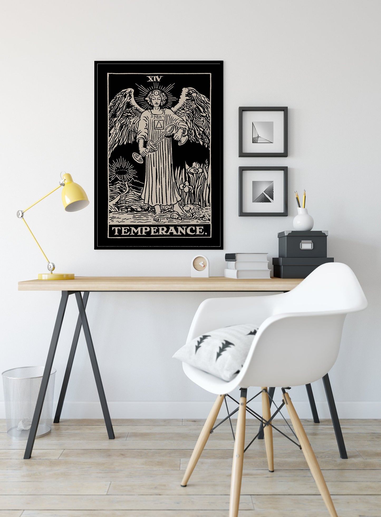Temperance - Black Tarot Card Print - The Temperance Black Card Poster, No Frame