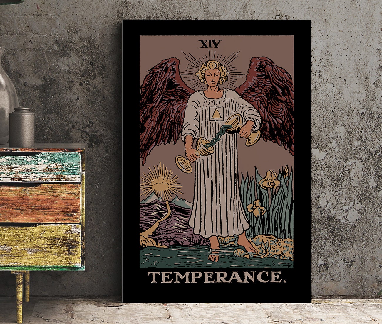 Temperance - Tarot Card Print - The Temperance Card Darker Colorway Poster, No Frame