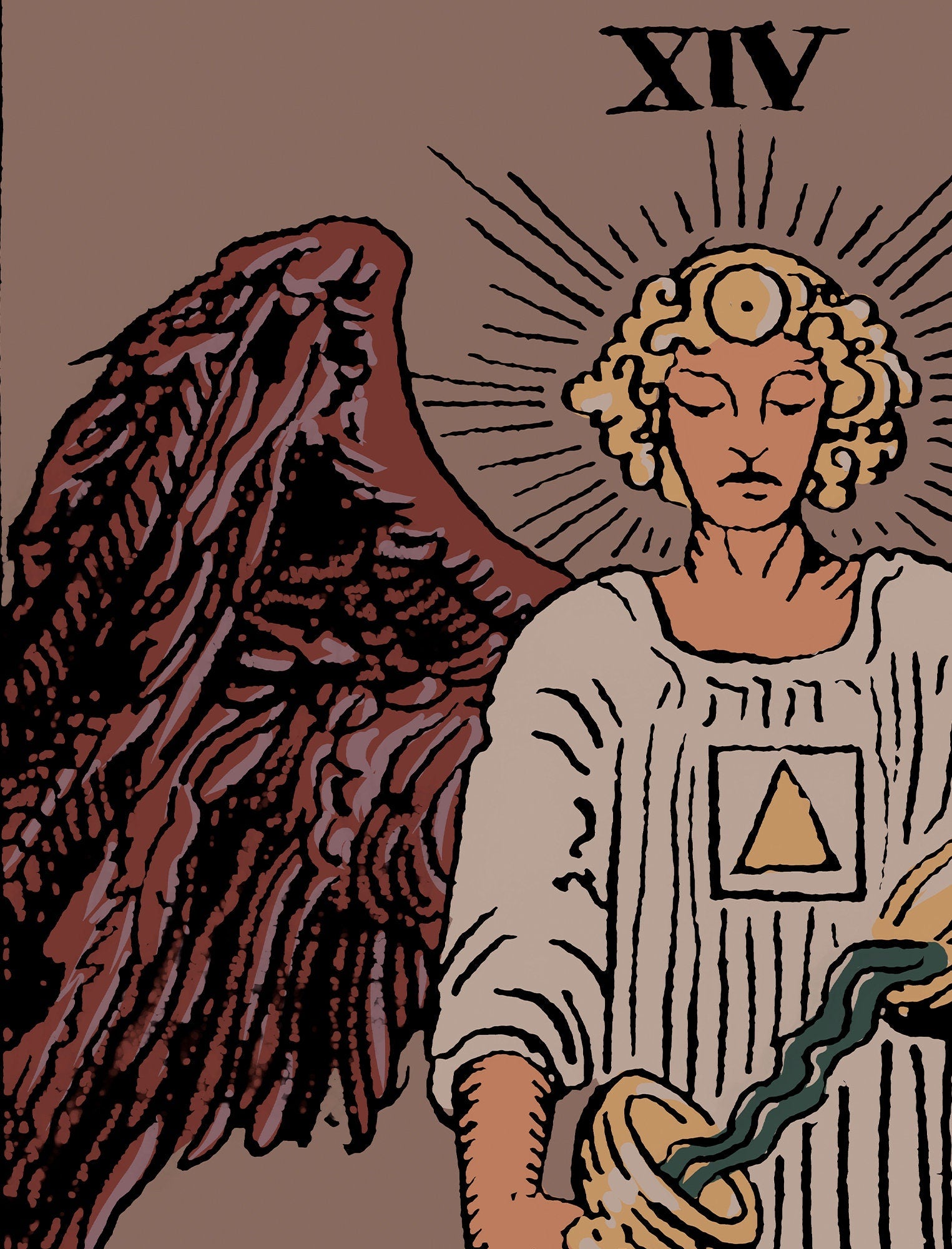 Temperance - Tarot Card Print - The Temperance Card Darker Colorway Poster, Closeup