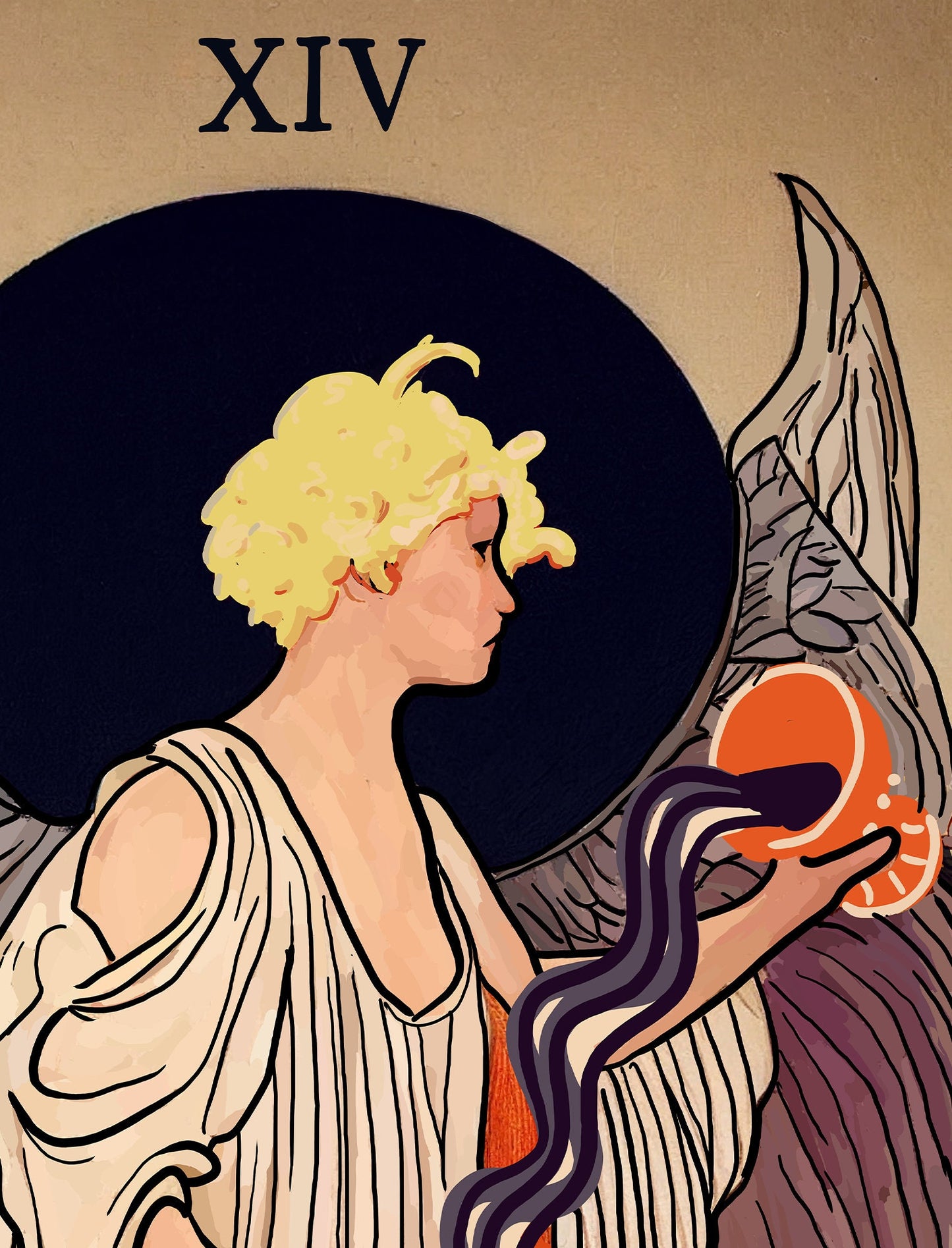 Temperance - Tarot Card Print from the Green Menagerie Tarot - The Temperance Card Poster, No Frame