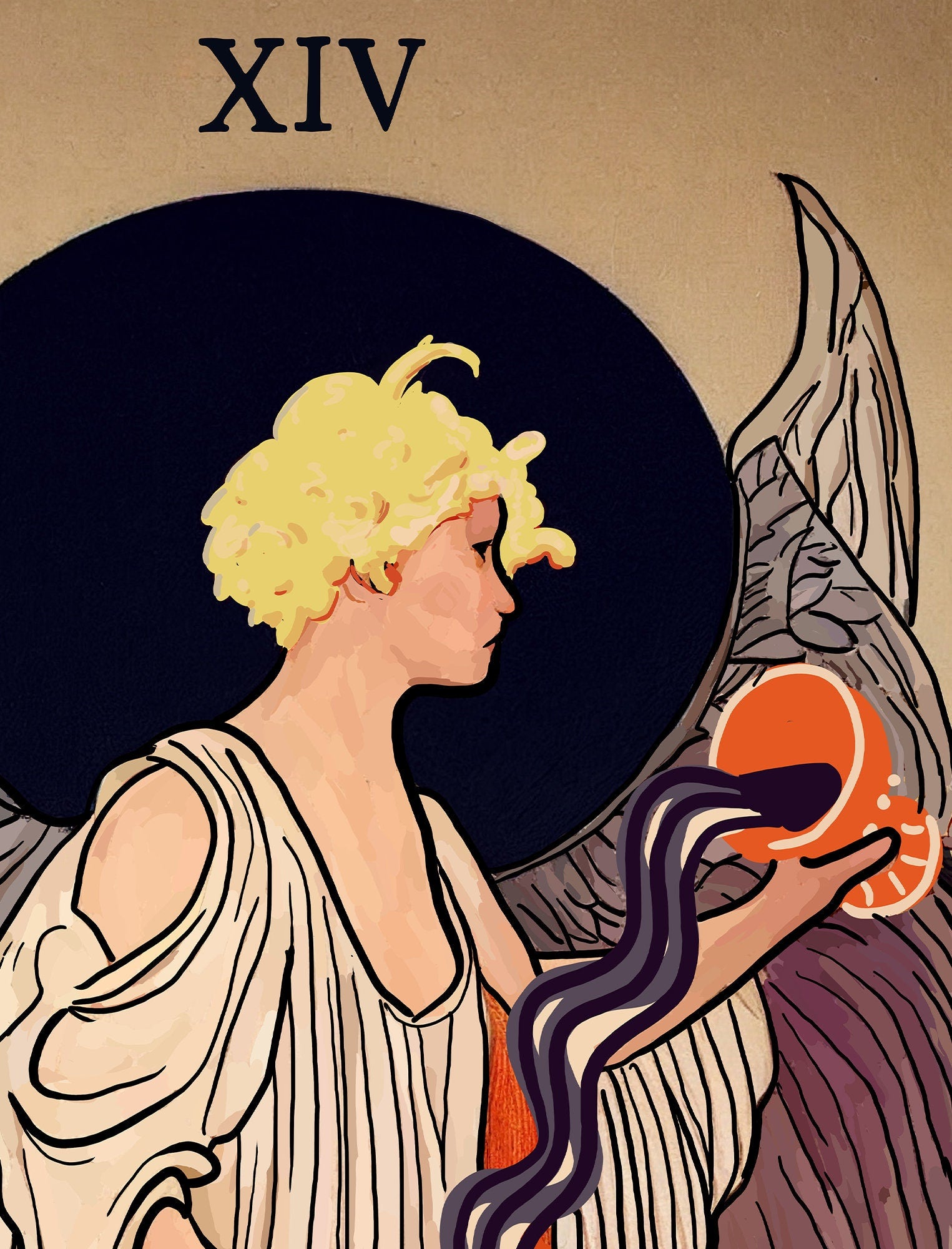 Temperance - Tarot Card Print from the Green Menagerie Tarot - The Temperance Card Poster, No Frame