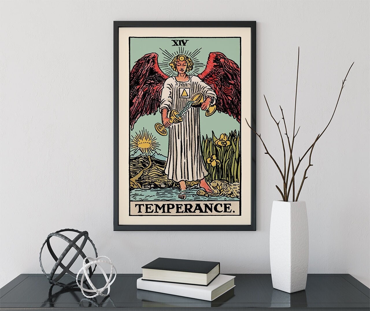 Temperance - Tarot Card Print - The Temperance Blue Card Poster, No Frame