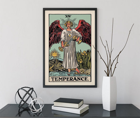 Temperance - Tarot Card Print - The Temperance Blue Card Poster, No Frame