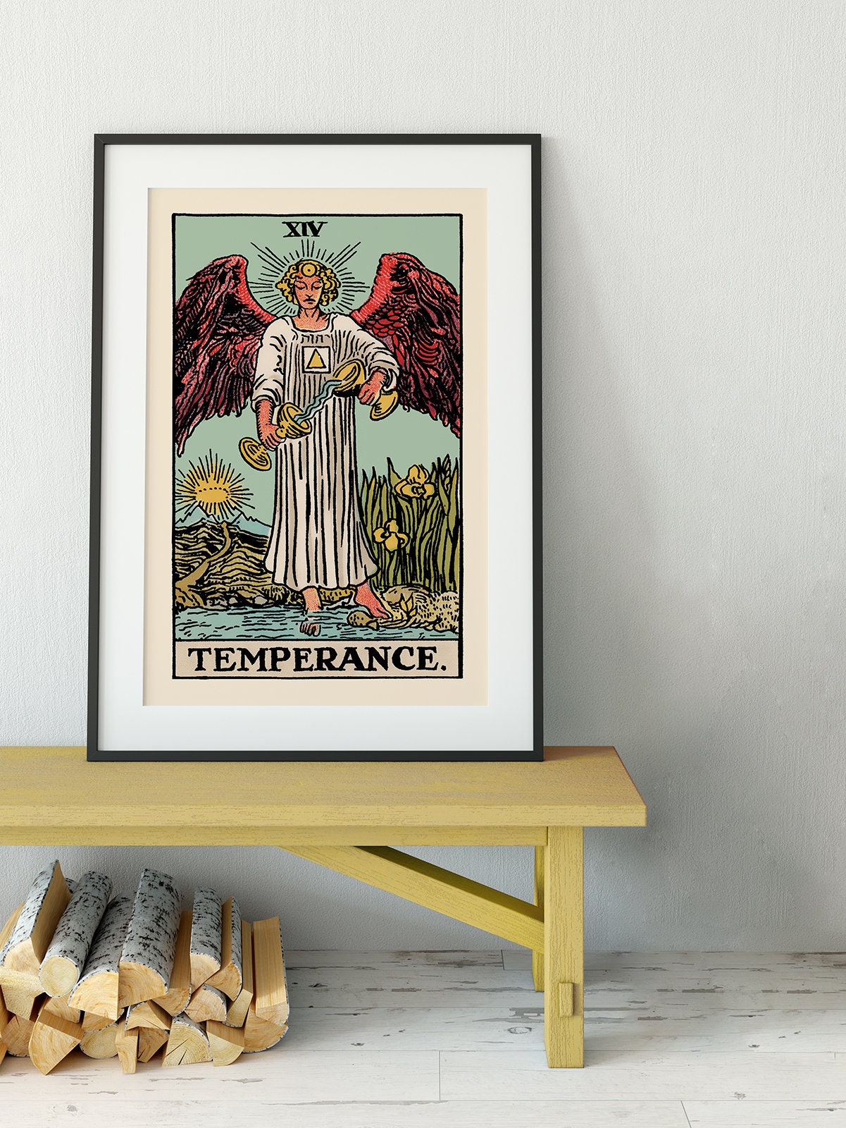 Temperance - Tarot Card Print - The Temperance Blue Card Poster, No Frame