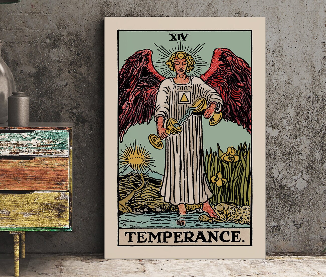 Temperance - Tarot Card Print - The Temperance Blue Card Poster, No Frame