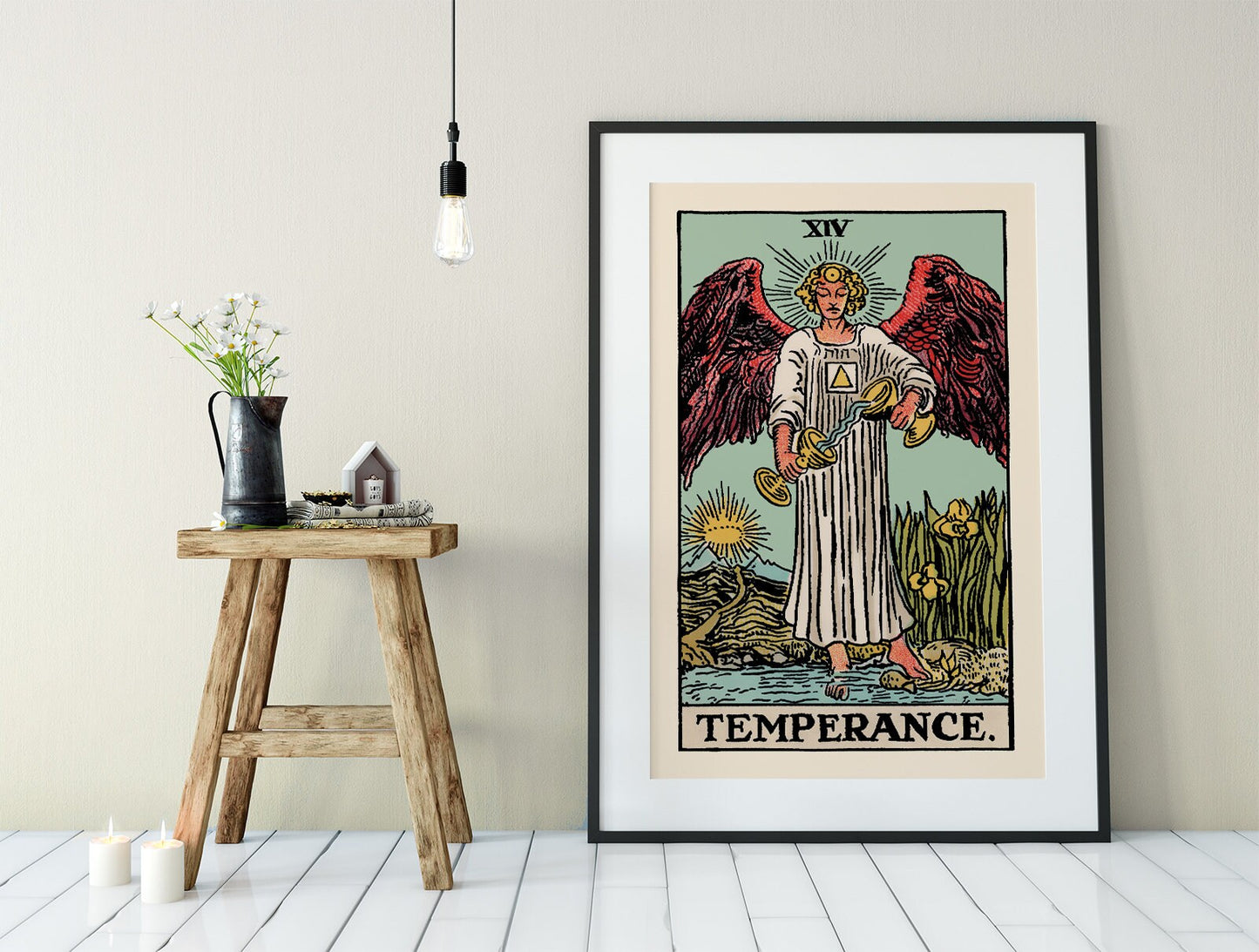 Temperance - Tarot Card Print - The Temperance Blue Card Poster, No Frame