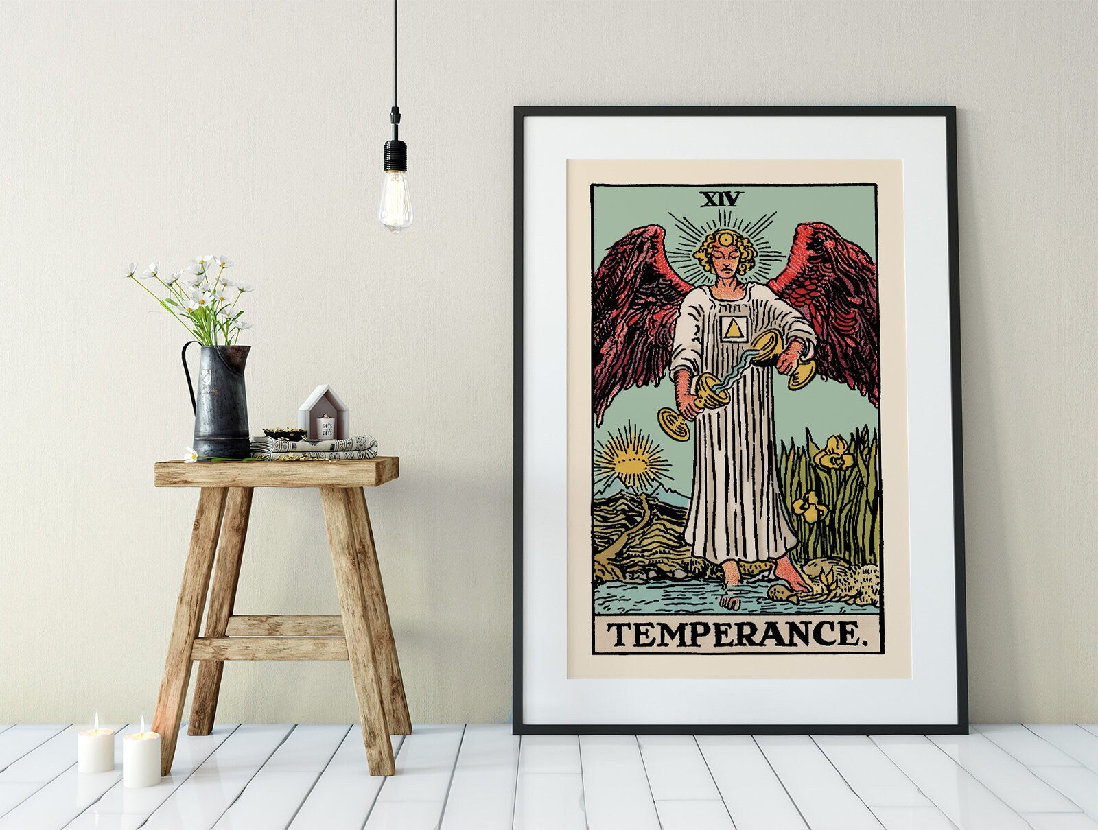Temperance - Tarot Card Print - The Temperance Blue Card Poster, No Frame