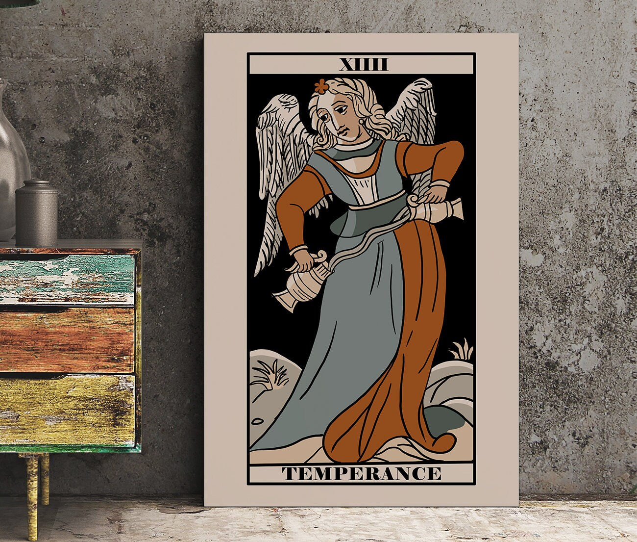 Temperance - Tarot de Marseille Card Print - The Temperance Card Neutral Vibe Poster Eclectic Tarot, No Frame