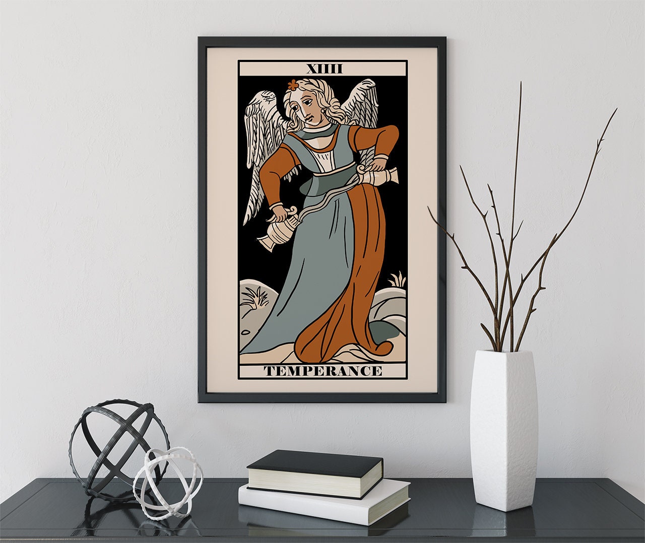 Temperance - Tarot de Marseille Card Print - The Temperance Card Neutral Vibe Poster Eclectic Tarot, No Frame