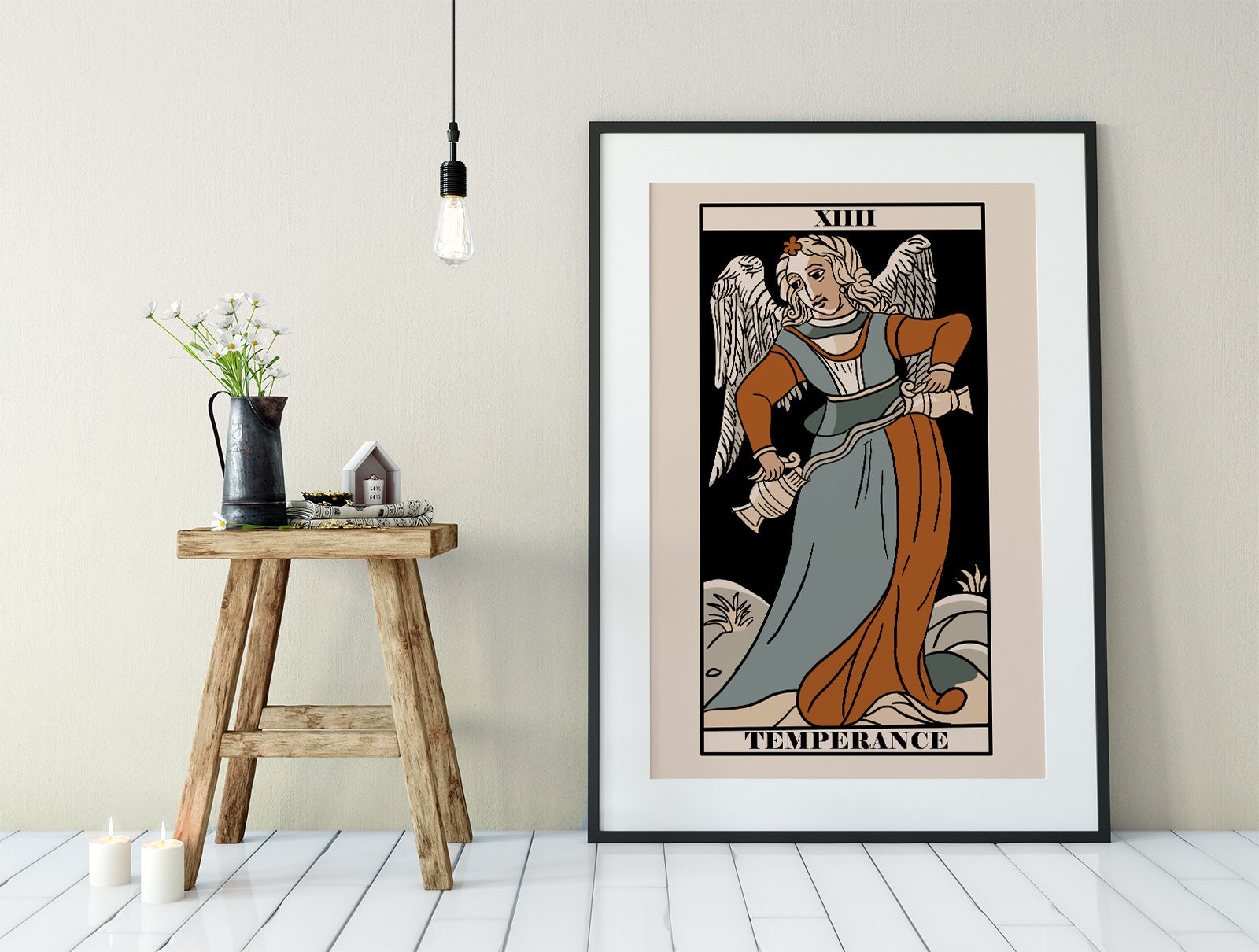 Temperance - Tarot de Marseille Card Print - The Temperance Card Neutral Vibe Poster Eclectic Tarot, No Frame