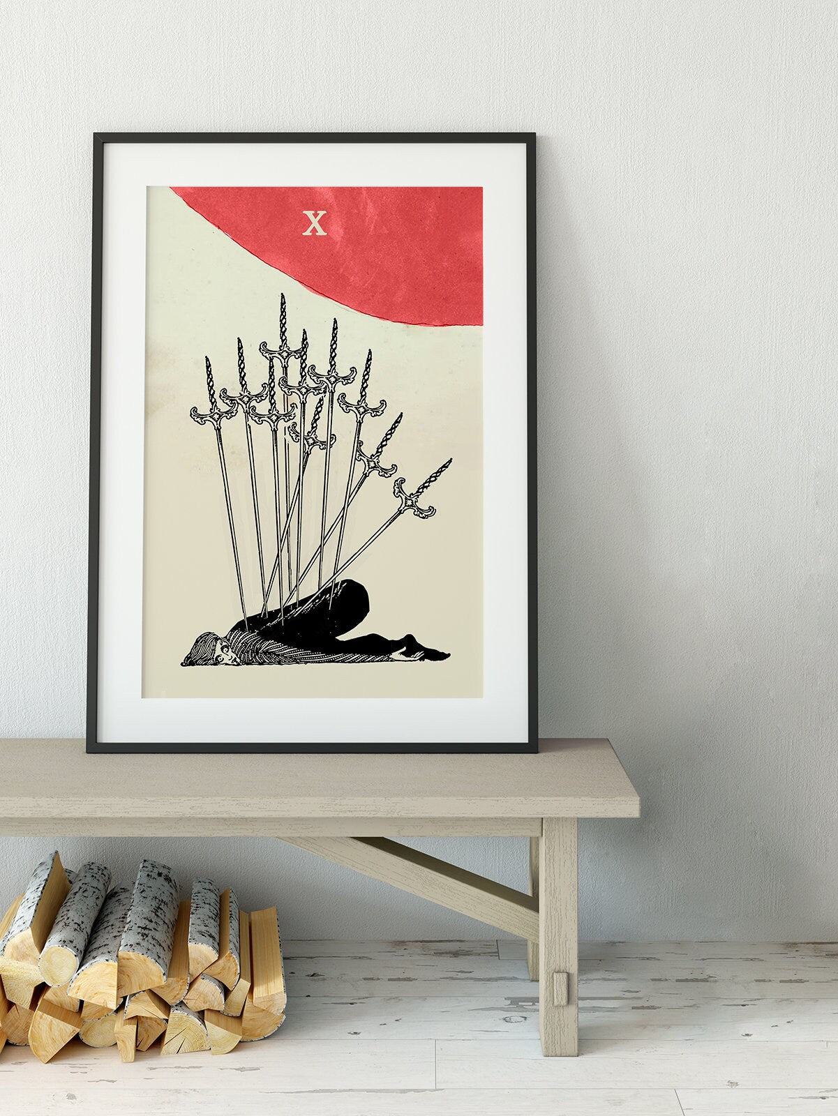 Ten Of Swords - Tarot Card Print - The 10 Of Swords Card Harry Clarke Poster, No Frame