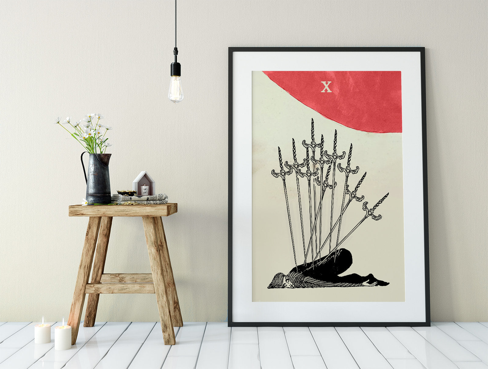 Ten Of Swords - Tarot Card Print - The 10 Of Swords Card Harry Clarke Poster, No Frame