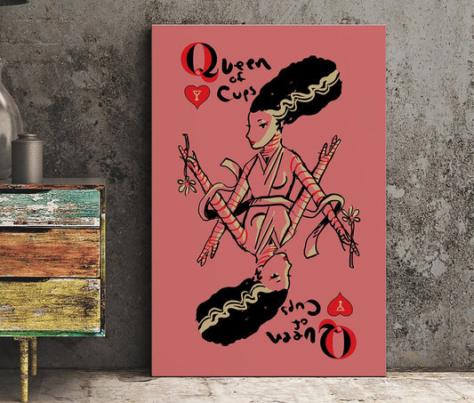 The Bride of Frankenstein as the Queen of Cups - Tarot Card Print - The Queen of Hearts Card Poster, No Frame