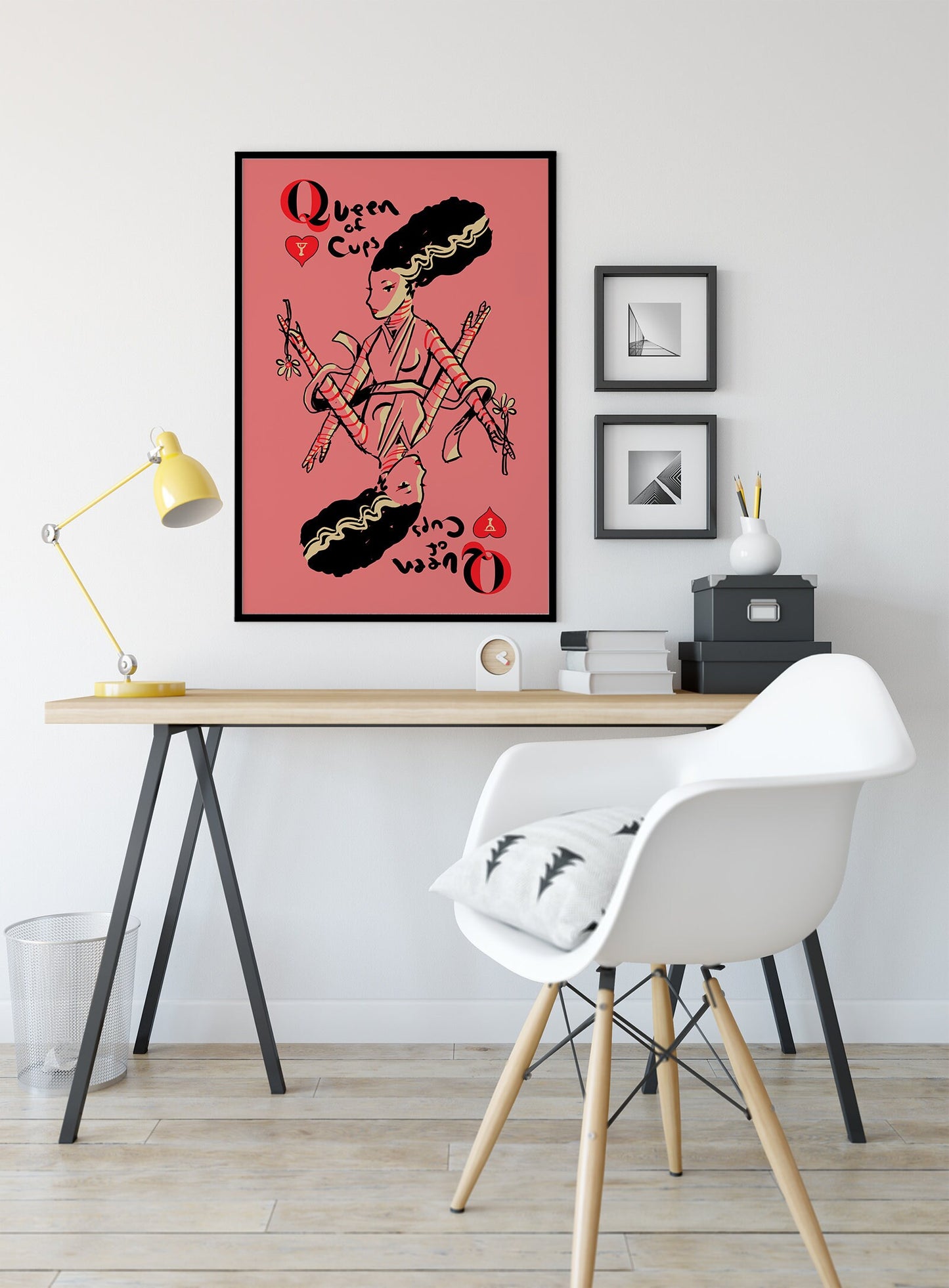 The Bride of Frankenstein as the Queen of Cups - Tarot Card Print - The Queen of Hearts Card Poster, No Frame