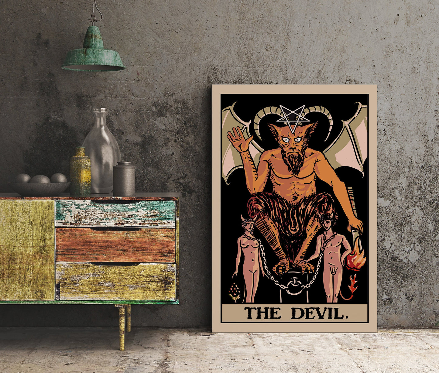 The Devil - Tarot Card Print - Tarot Card The Devil Card Poster by Printagrams Harvest Tarot, No Frame