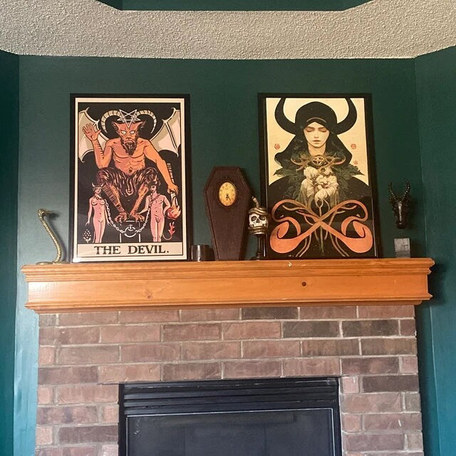 The Devil - Tarot Card Print - Tarot Card The Devil Card Poster by Printagrams Harvest Tarot, No Frame