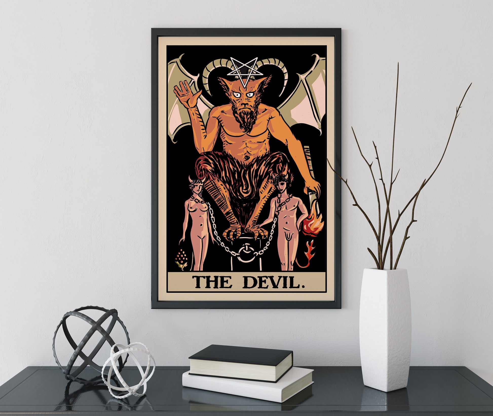 The Devil - Tarot Card Print - Tarot Card The Devil Card Poster by Printagrams Harvest Tarot, No Frame