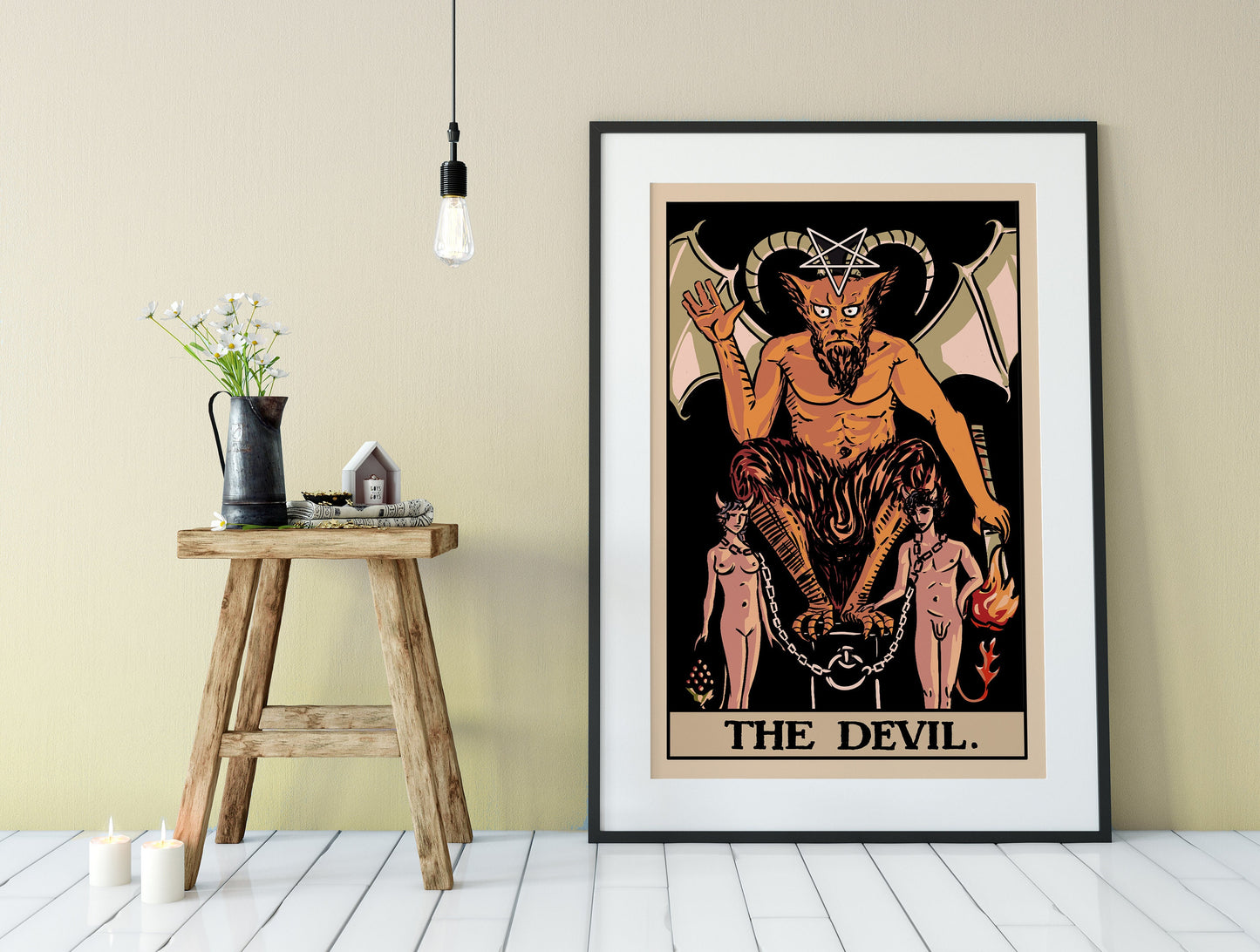 The Devil - Tarot Card Print - Tarot Card The Devil Card Poster by Printagrams Harvest Tarot, No Frame