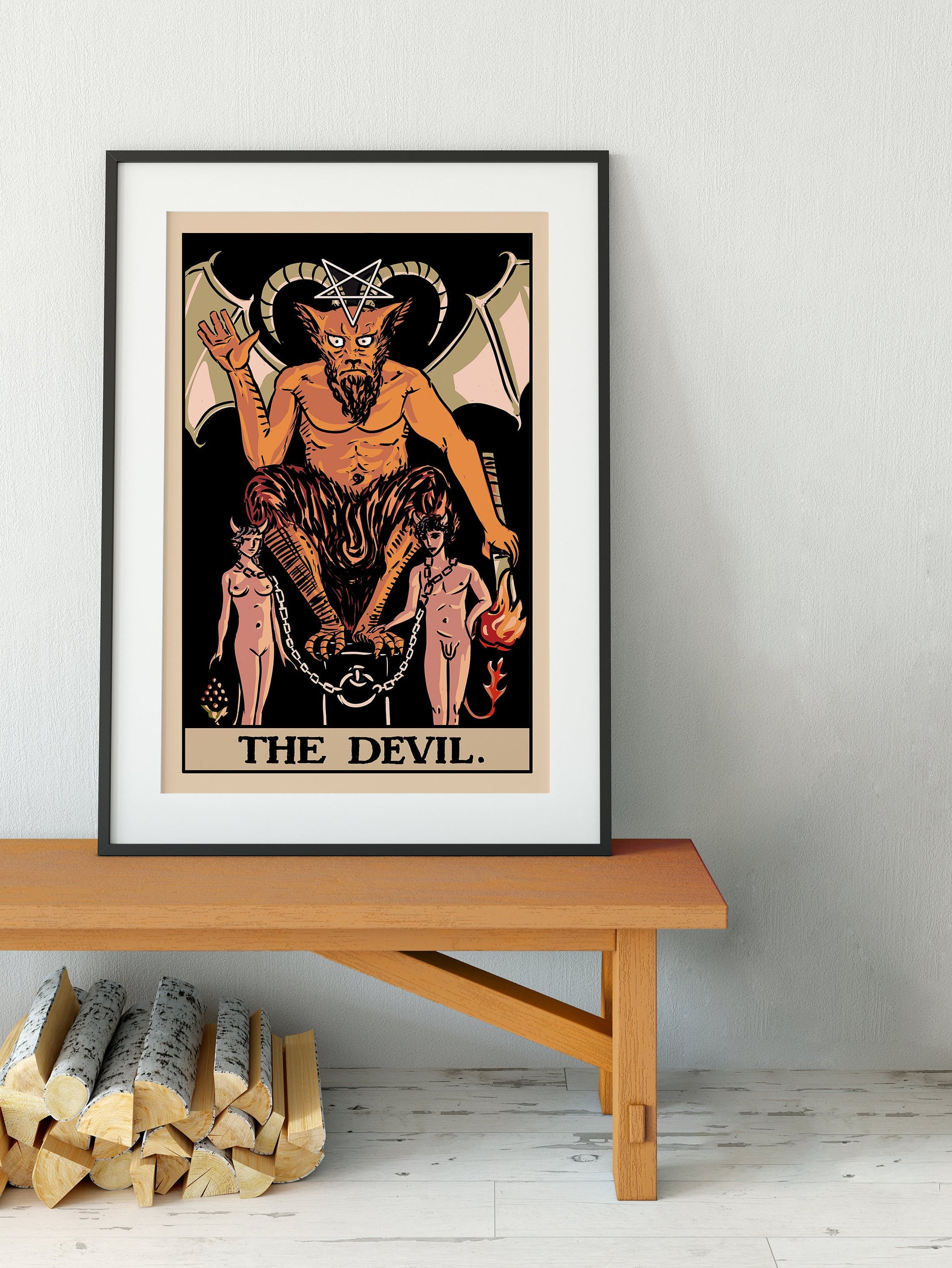 The Devil - Tarot Card Print - Tarot Card The Devil Card Poster by Printagrams Harvest Tarot, No Frame