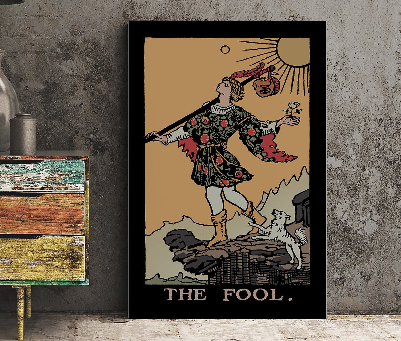 The Fool- Tarot Card Print - The Fool Card Darker Colorway Poster, No Frame