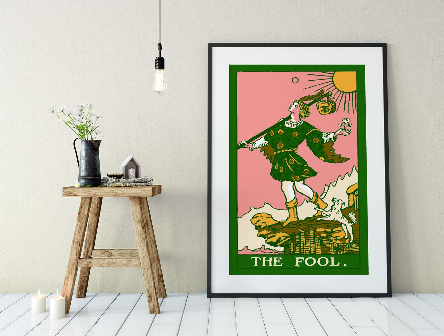 The Fool- Tarot Card Print - The Fool Card Pop Art Goth Punk Bubblegum Colorway Poster, No Frame