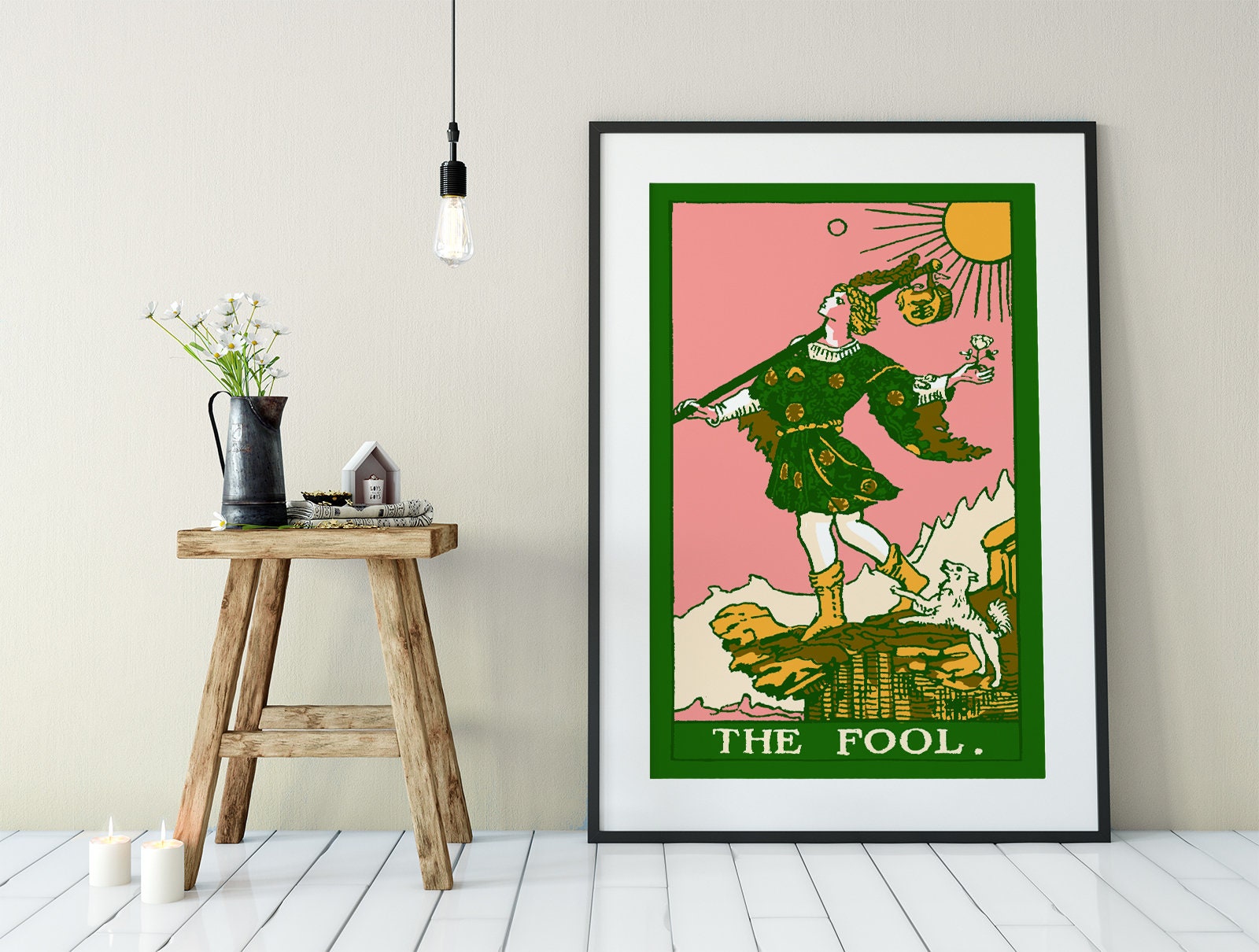 The Fool- Tarot Card Print - The Fool Card Pop Art Goth Punk Bubblegum Colorway Poster, No Frame