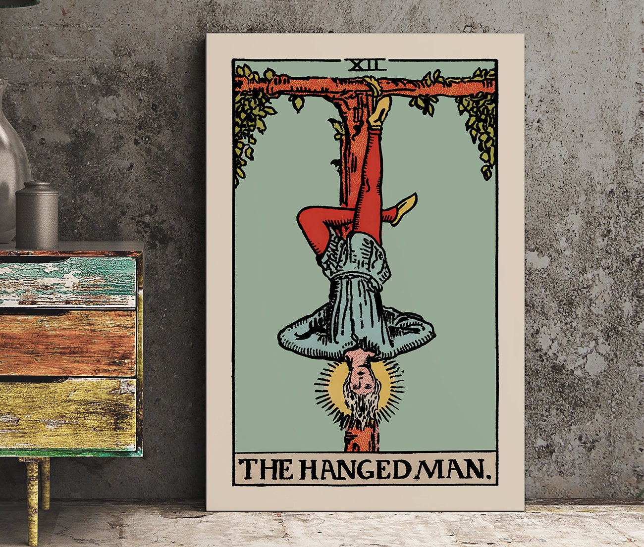 The Hanged Man - Tarot Card Print - The Hanged Man Blue Card Poster, No Frame