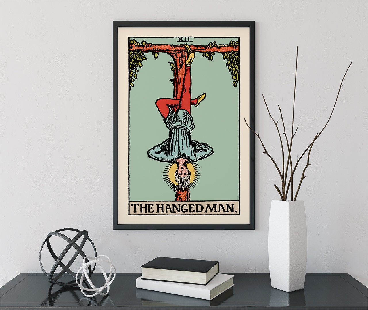 The Hanged Man - Tarot Card Print - The Hanged Man Blue Card Poster, No Frame