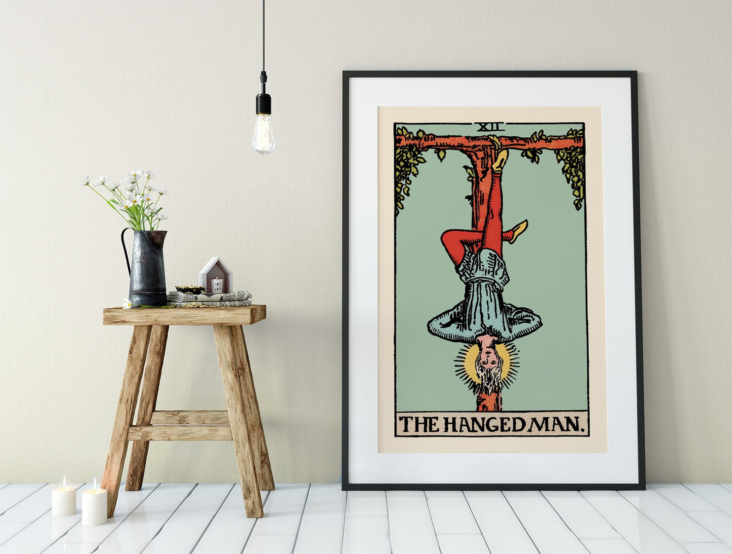 The Hanged Man - Tarot Card Print - The Hanged Man Blue Card Poster, No Frame